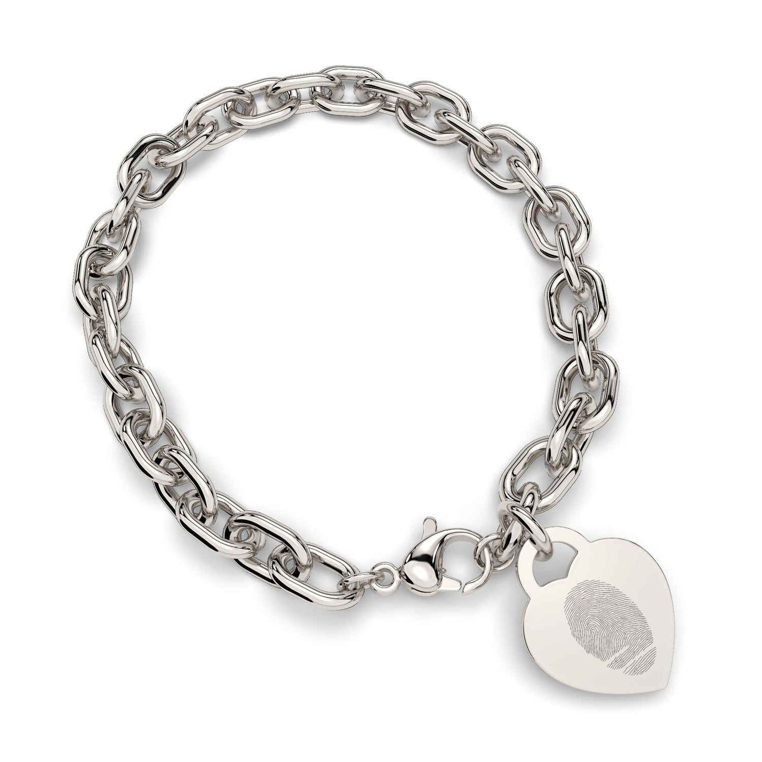 Lucy Heart Silver Fingerprint Link Bracelet [engraver]