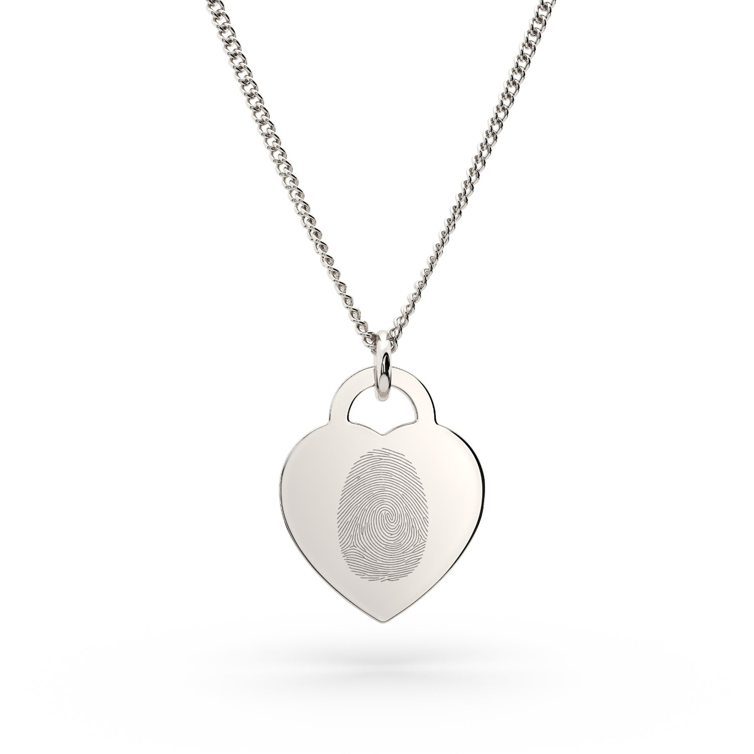 Lucy Heart Silver Fingerprint Necklace [engraver]