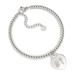 Lucy Heart Silver Handprint / Footprint Bead Bracelet [engraver]