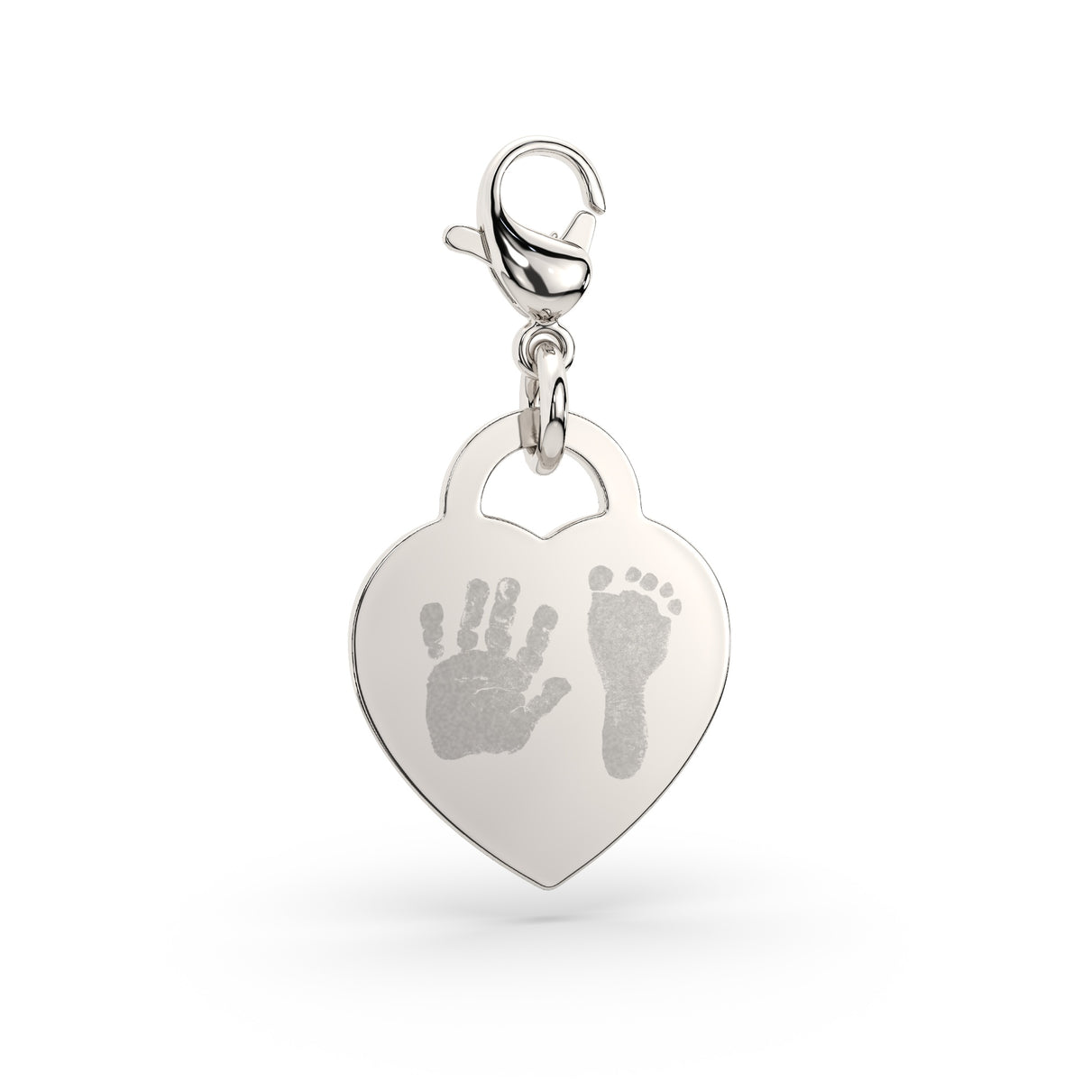 Lucy Heart Silver Handprint / Footprint Charm [engraver]