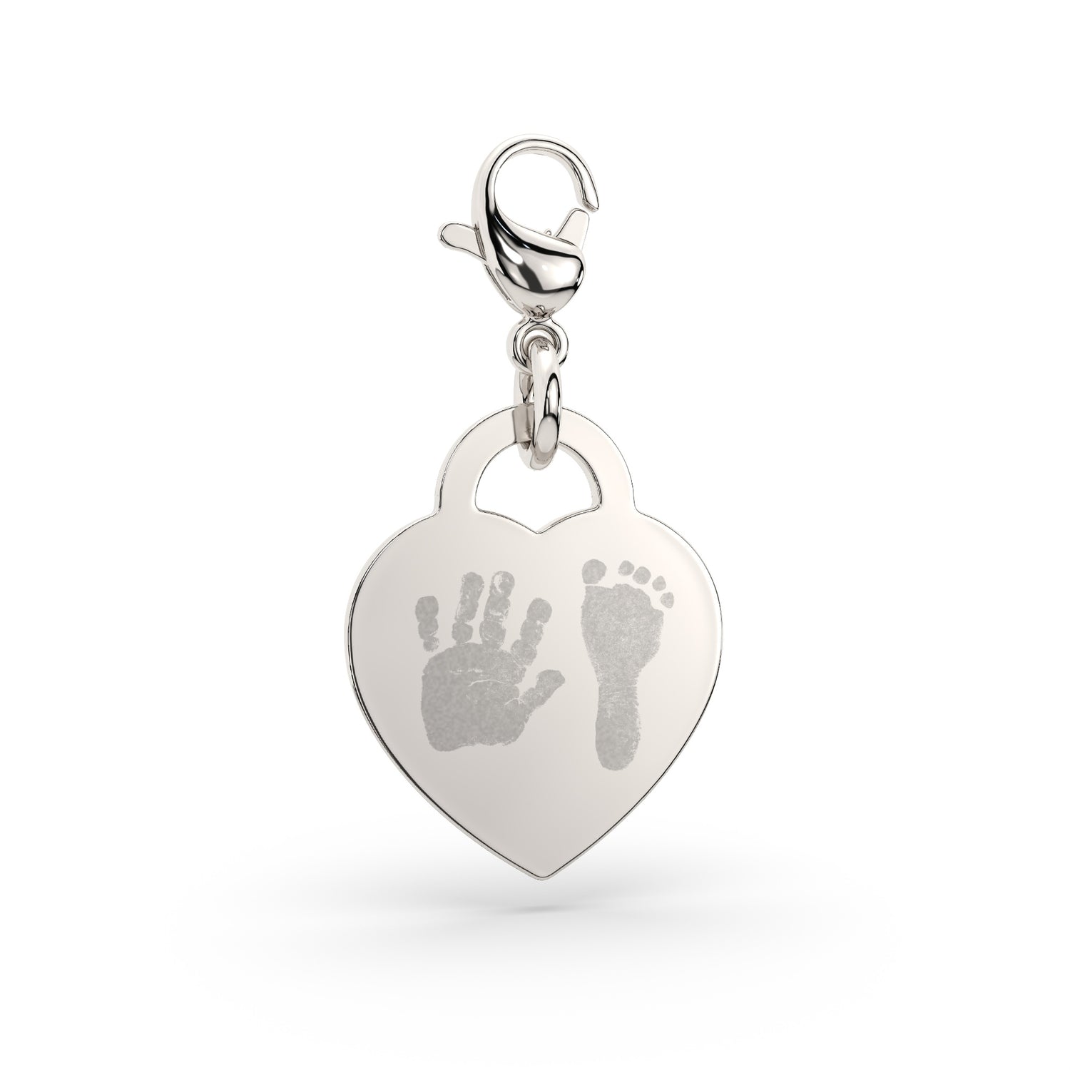 Lucy Heart Silver Handprint / Footprint Charm [engraver]