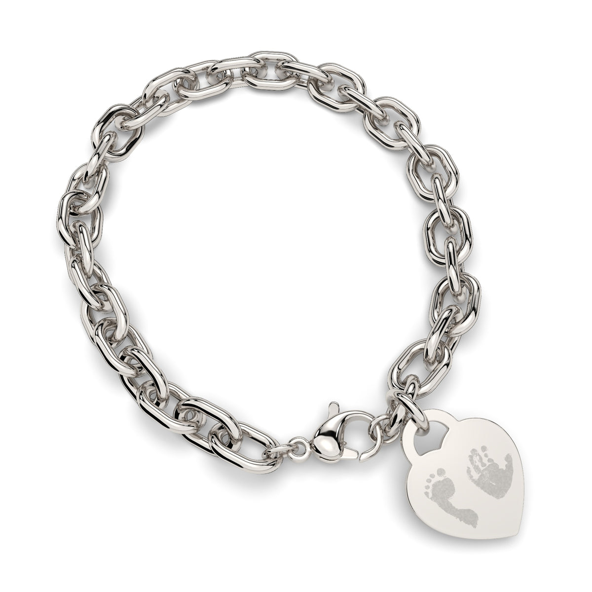 Lucy Heart Silver Handprint / Footprint Link Bracelet [engraver]