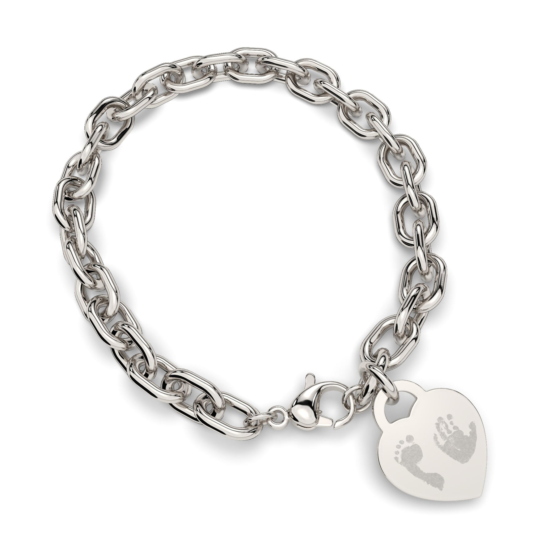 Lucy Heart Silver Handprint / Footprint Link Bracelet [engraver]