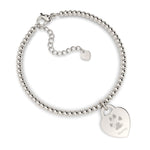 Lucy Heart Silver Paw Print / Nose Print Bead Bracelet [engraver]