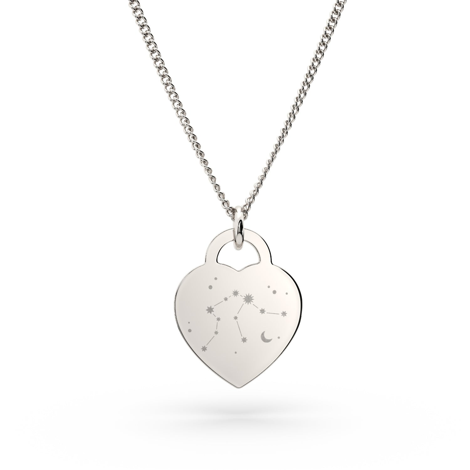 Lucy Heart Silver Zodiac Constellation Necklace [engraver]