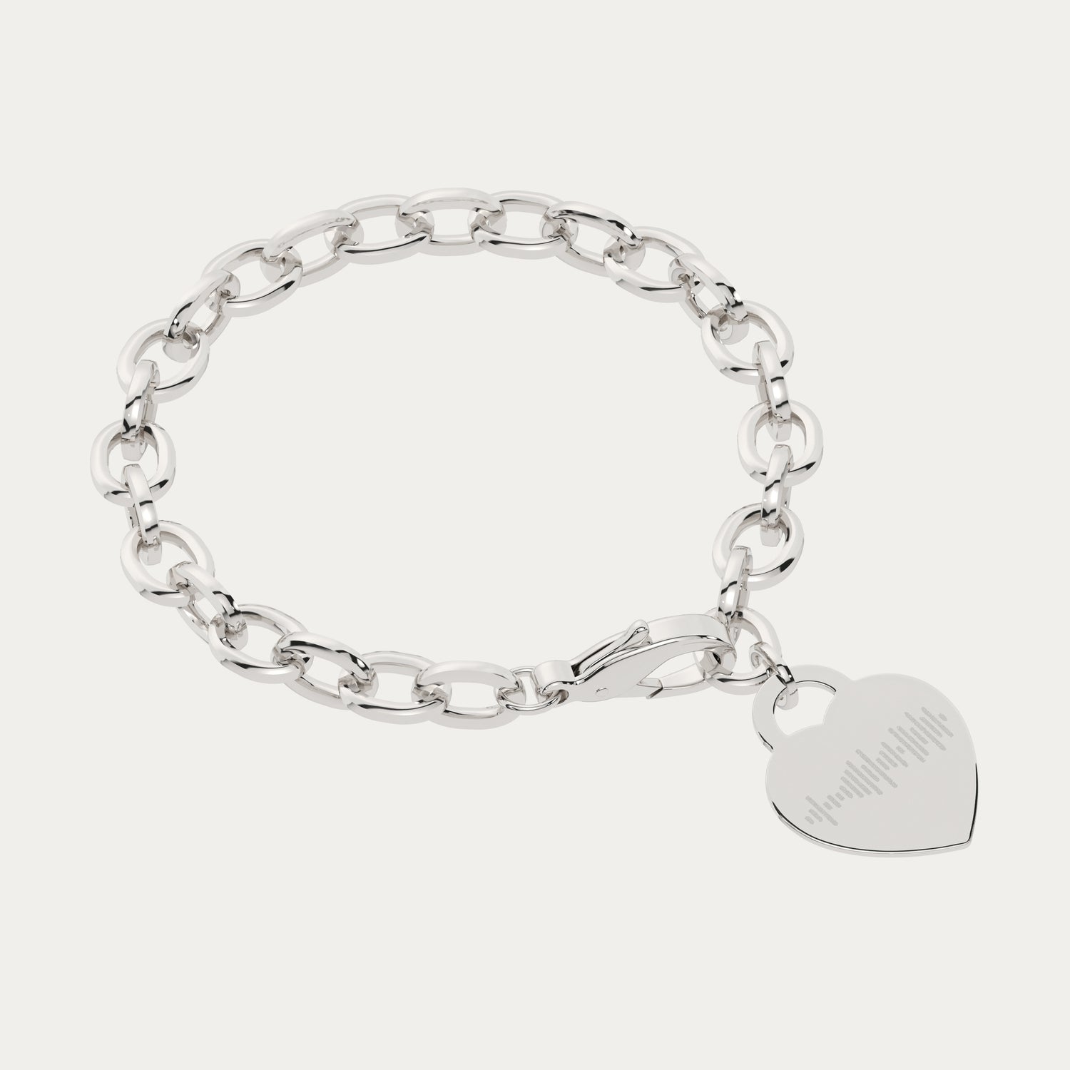 Lucy Heart Silver Soundwave Link Bracelet