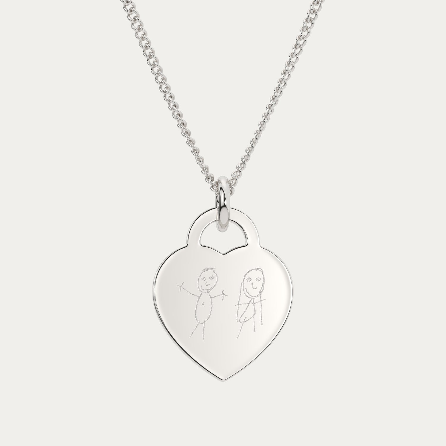 Lucy Heart Silver Child's Drawing Necklace
