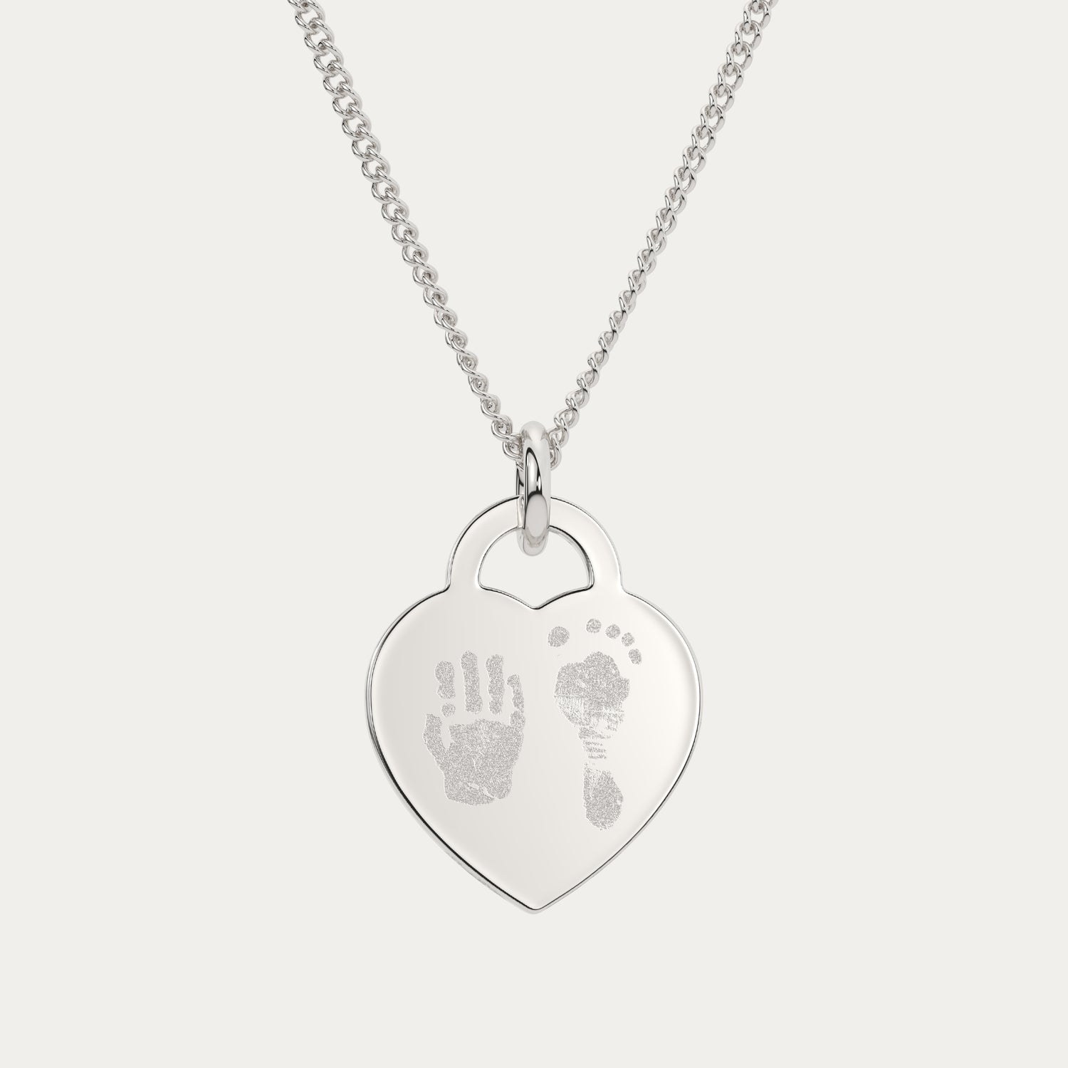 Lucy Heart Silver Handprint / Footprint Necklace