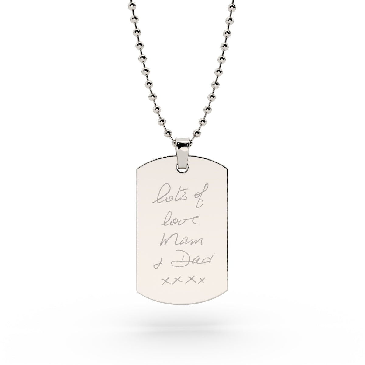 Mens Actual Handwriting Dog Tag Necklace [engraver]