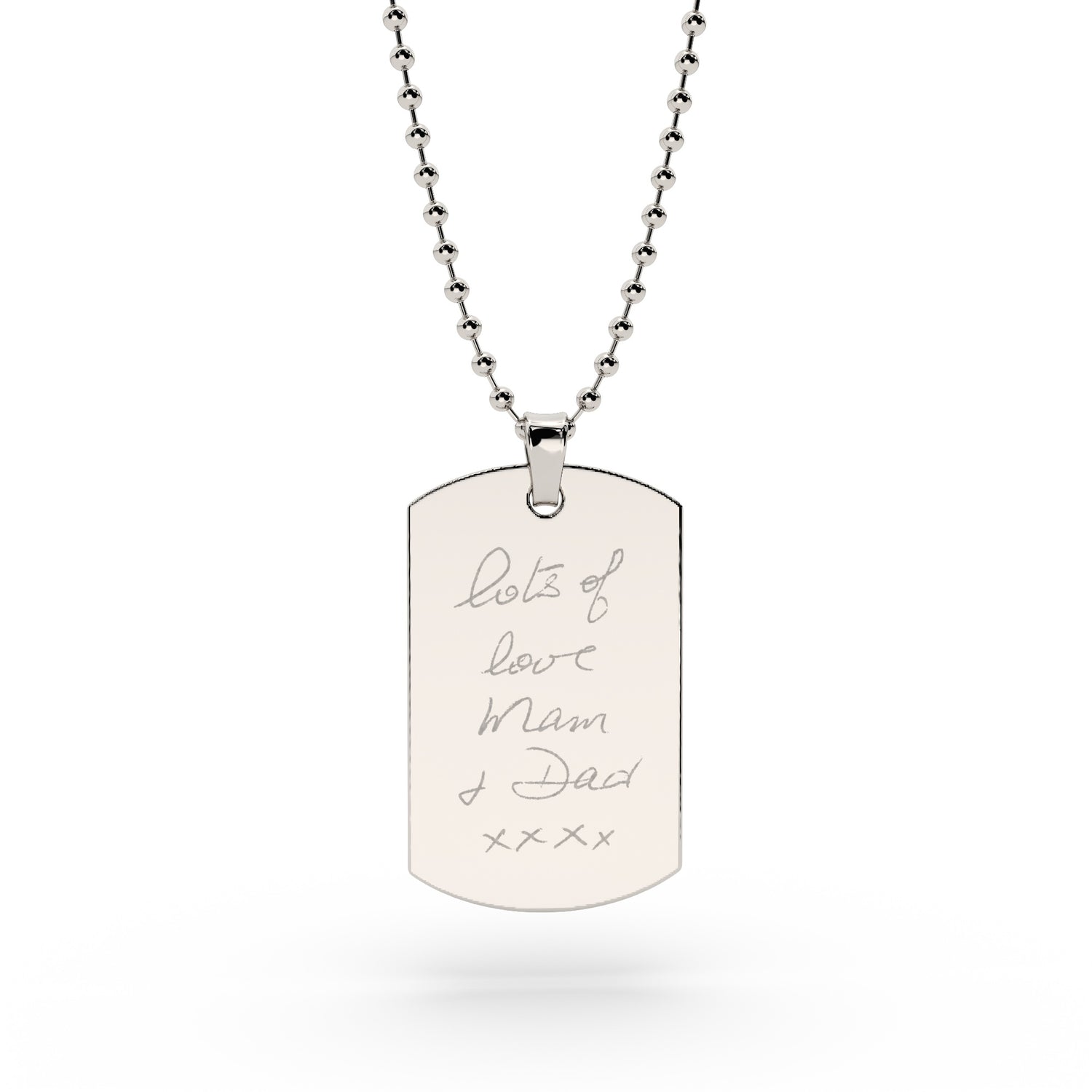 Mens Actual Handwriting Dog Tag Necklace [engraver]