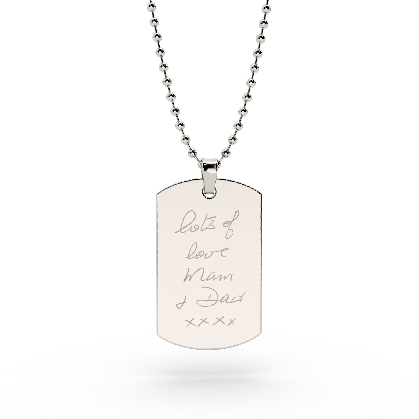 Mens Actual Handwriting Dog Tag Necklace [engraver]
