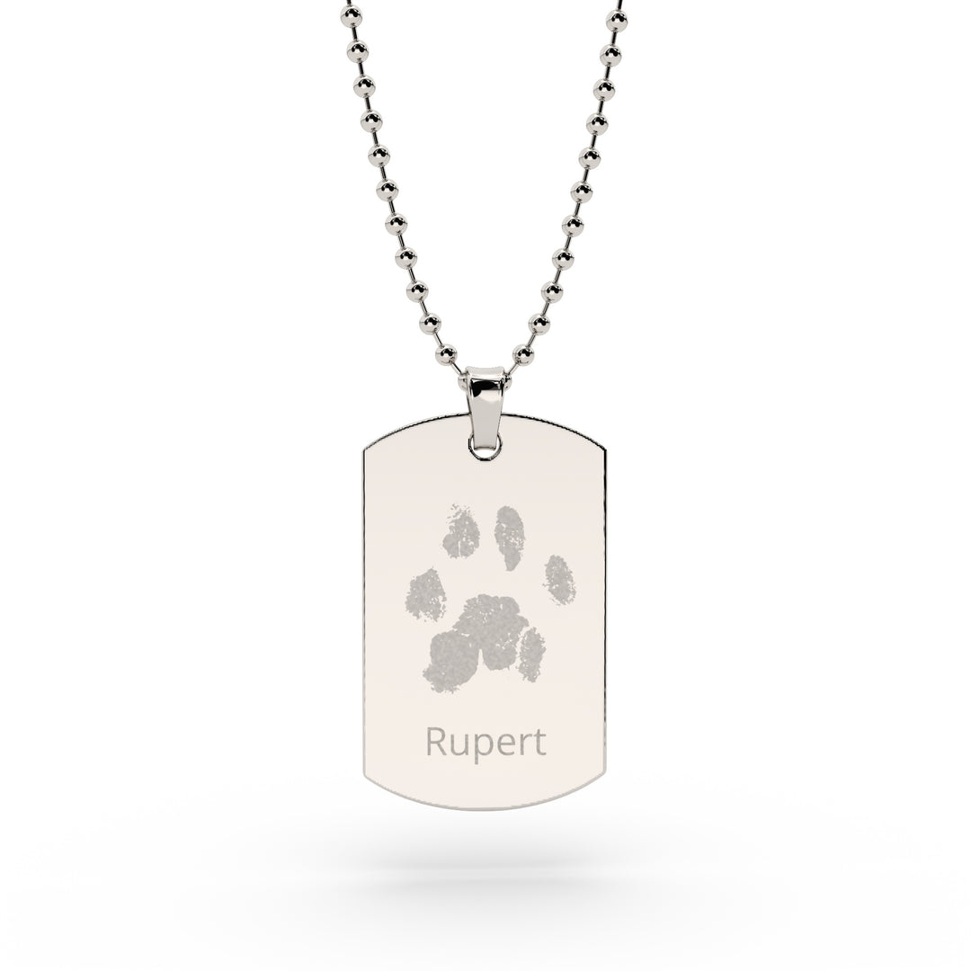 Mens Paw / Nose Print Dog Tag Necklace [engraver]