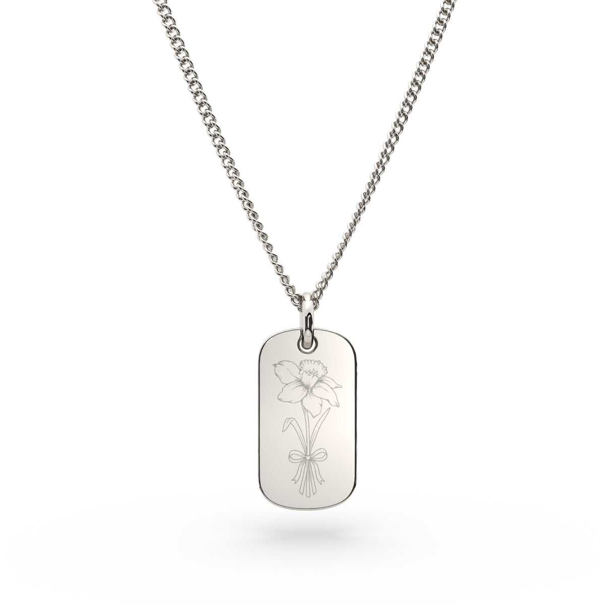 Mini Ella Silver Birth Flower Necklace [engraver]