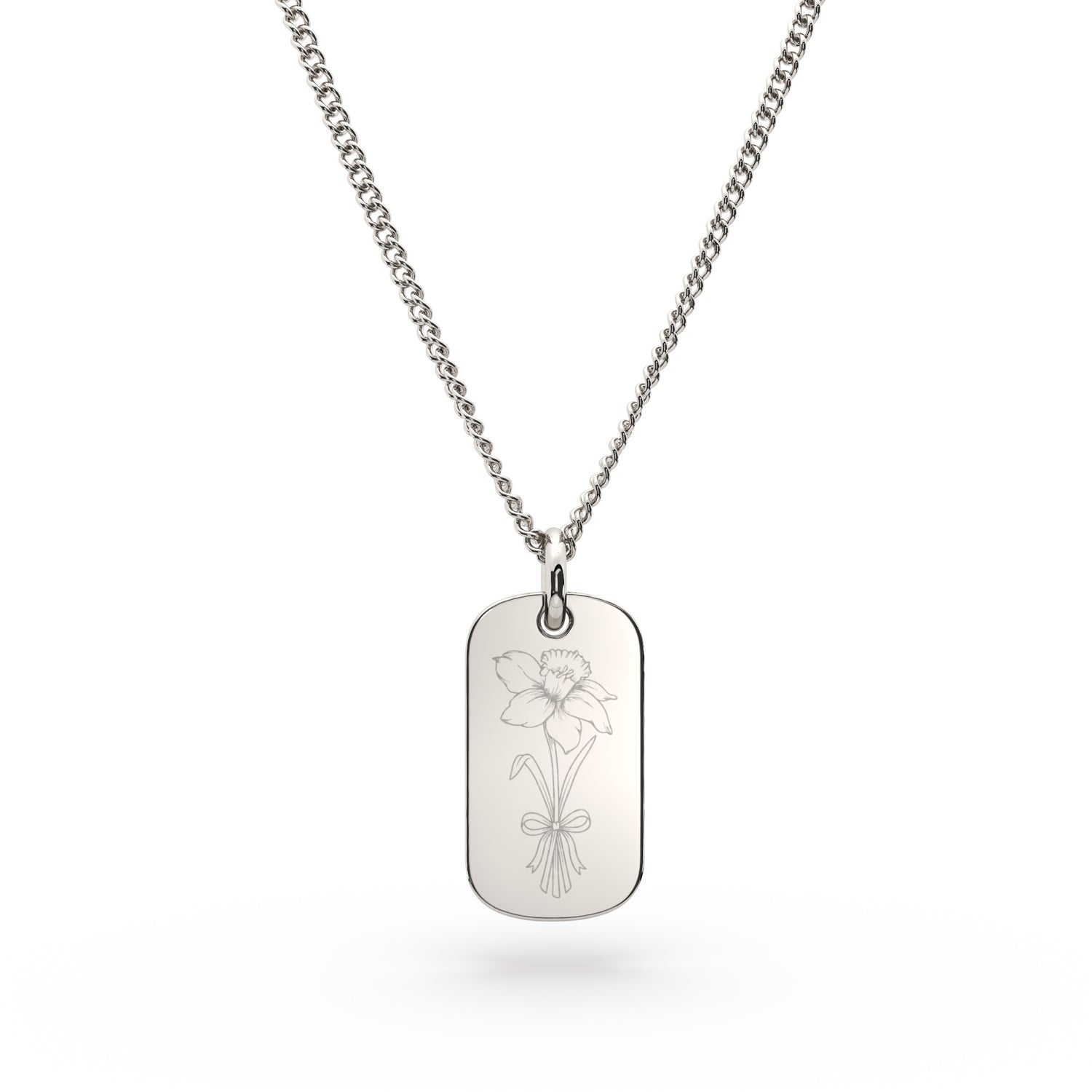 Mini Ella Silver Birth Flower Necklace [engraver]