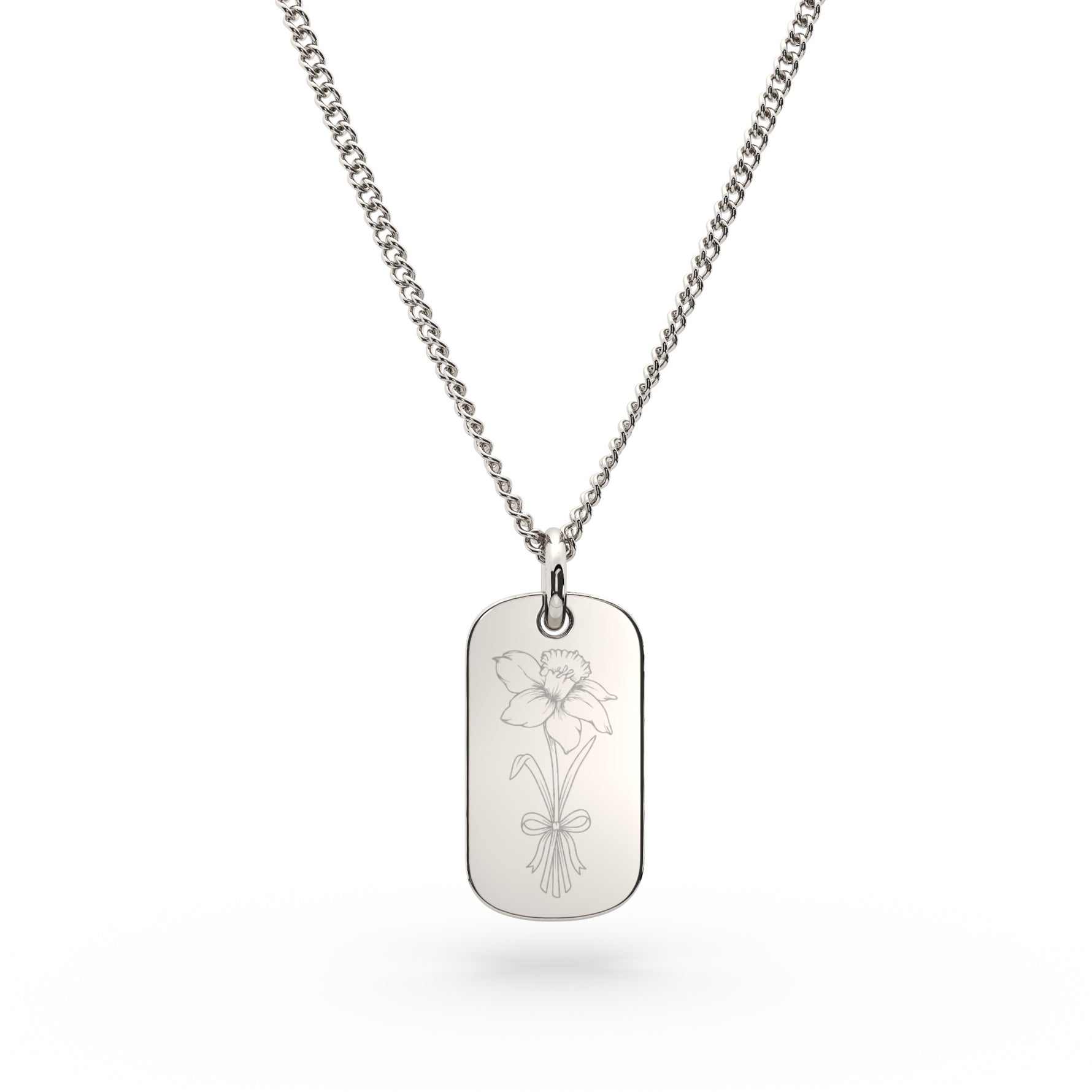 Mini Ella Silver Birth Flower Necklace [engraver]