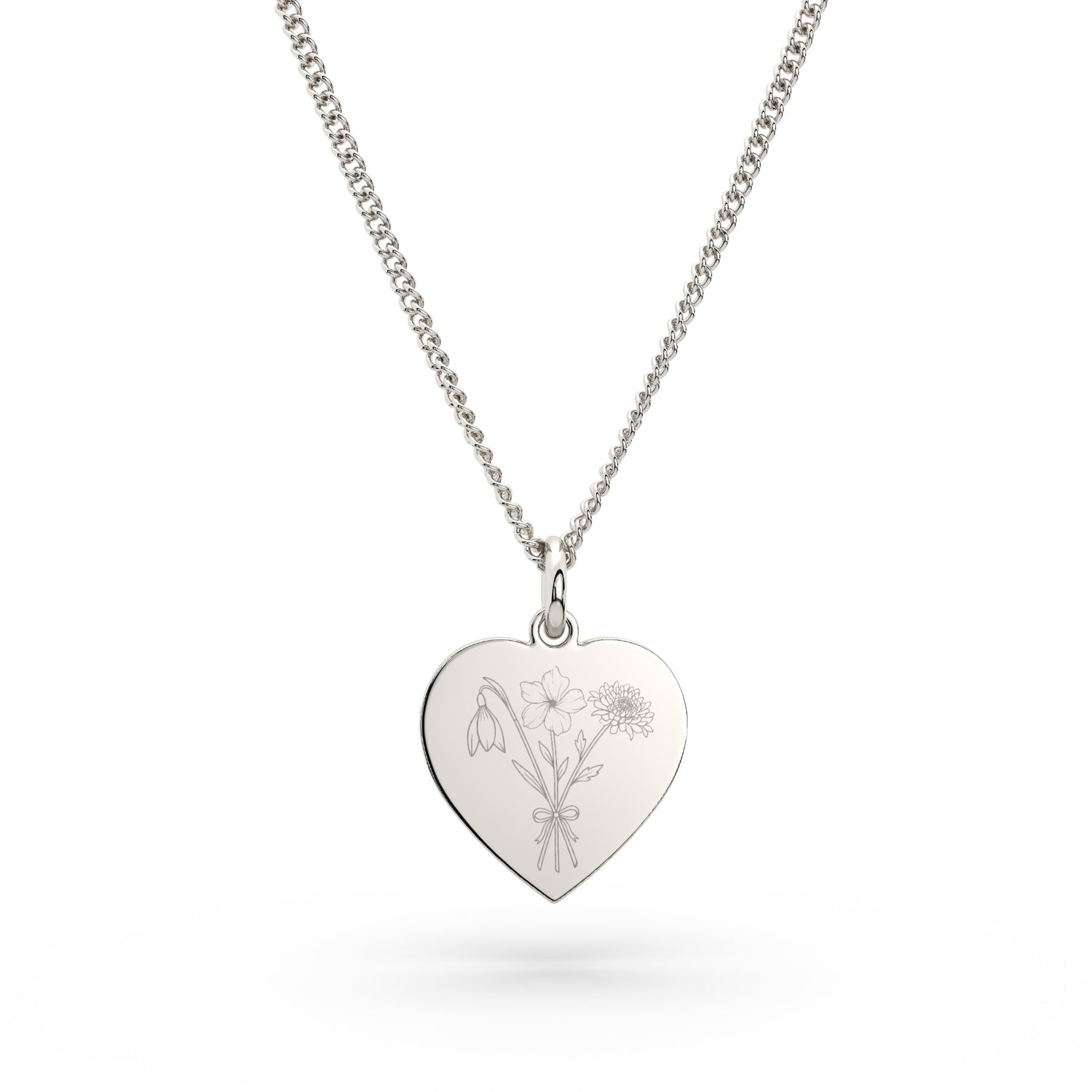 Molly Heart Birth Flower Necklace [engraver]