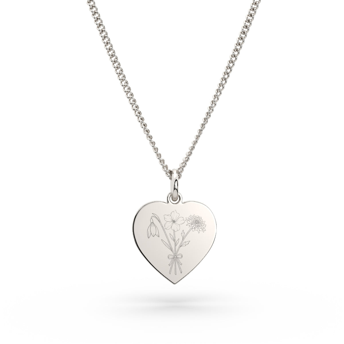 Molly Heart Birth Flower Necklace [engraver]