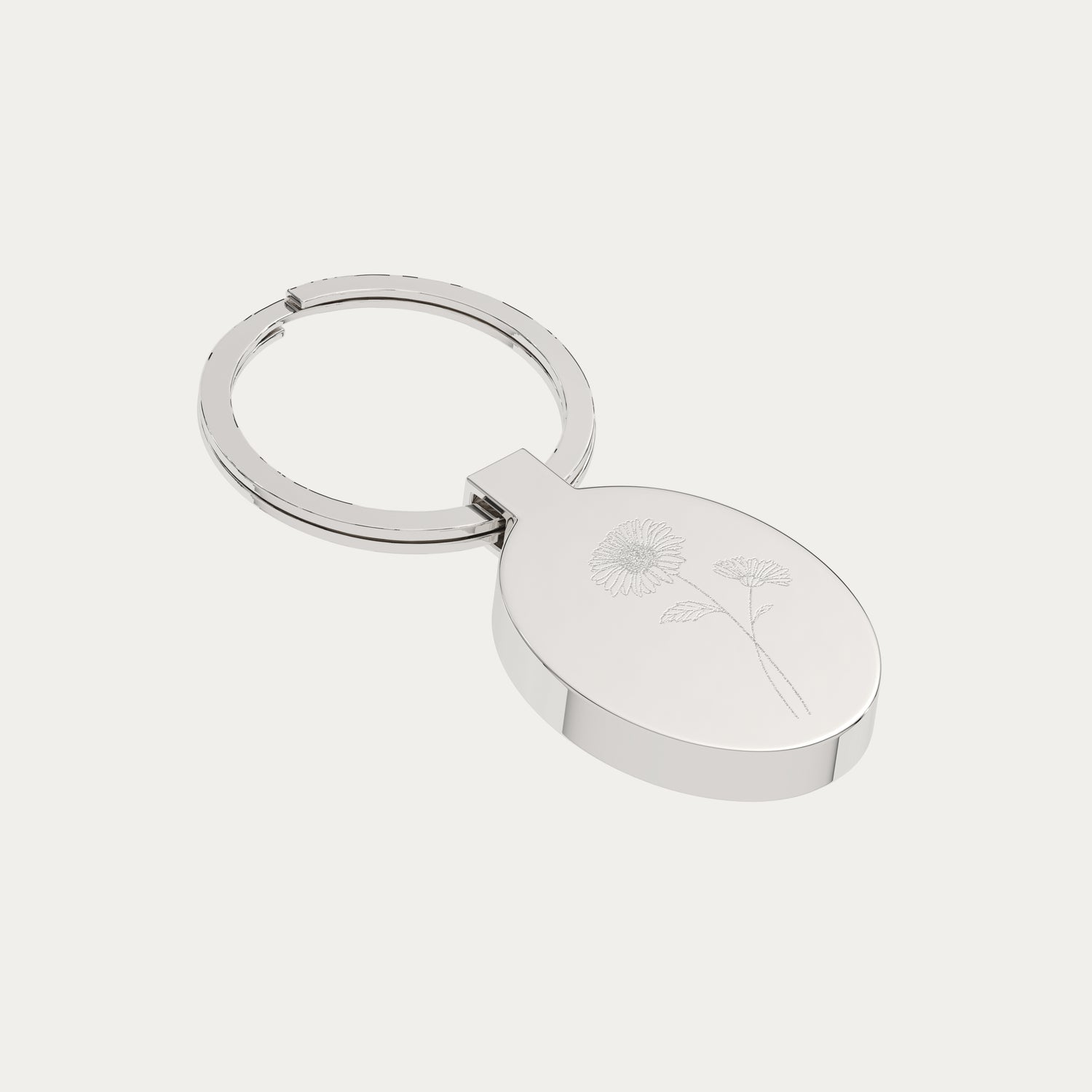 Oval Birth Flower Keepsake Keyring