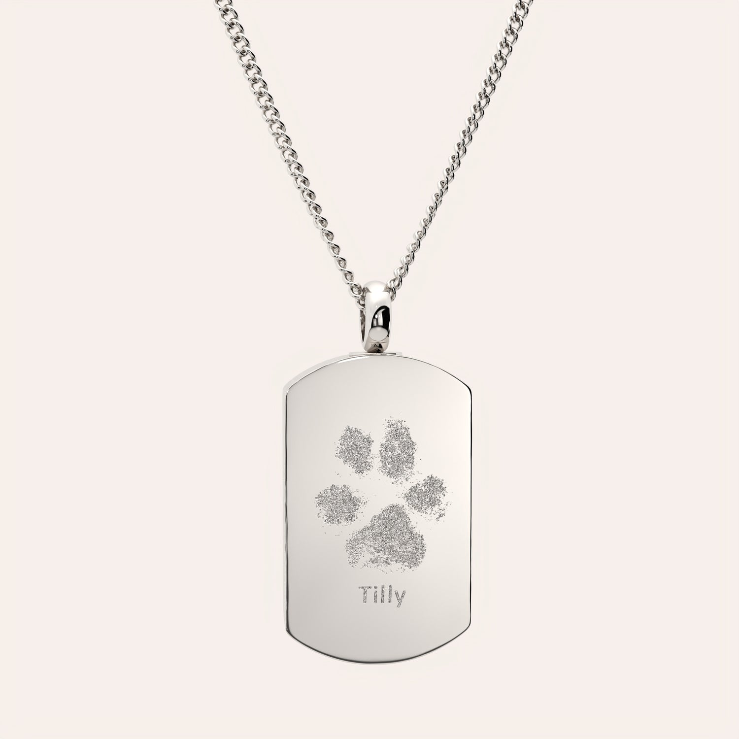 Paw / Nose Print Dog Tag Cremation Urn Necklace