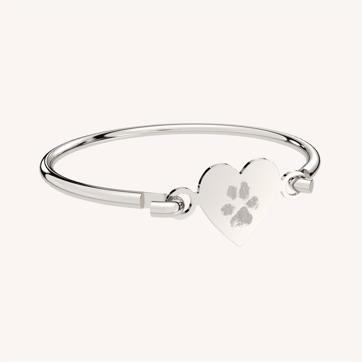 Annabelle Silver Paw Print / Nose Print Heart Bangle
