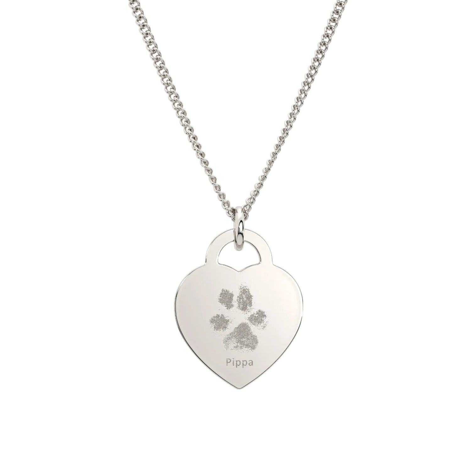 Lucy Heart Silver Paw / Nose Print Necklace