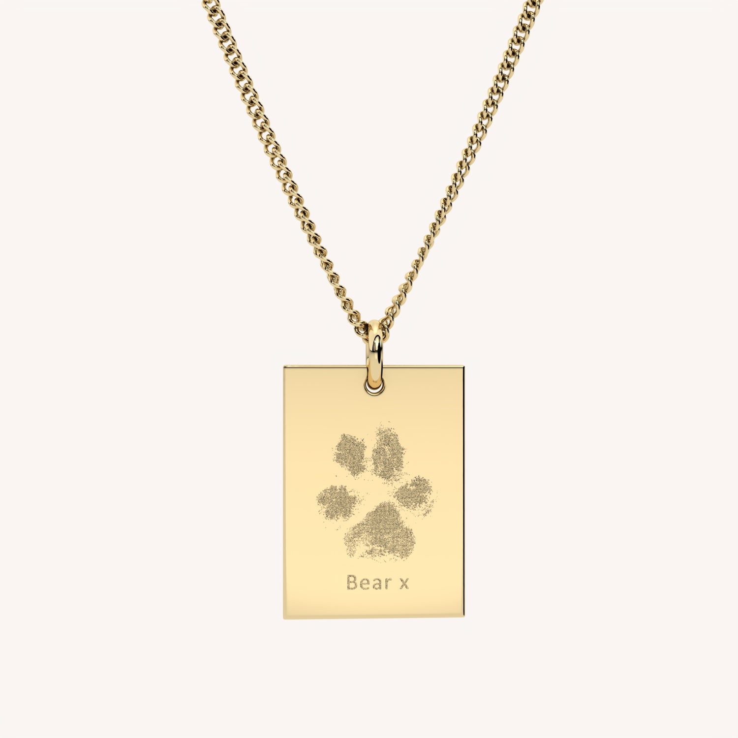 Jessica Rectangle Gold Paw / Nose Print Necklace