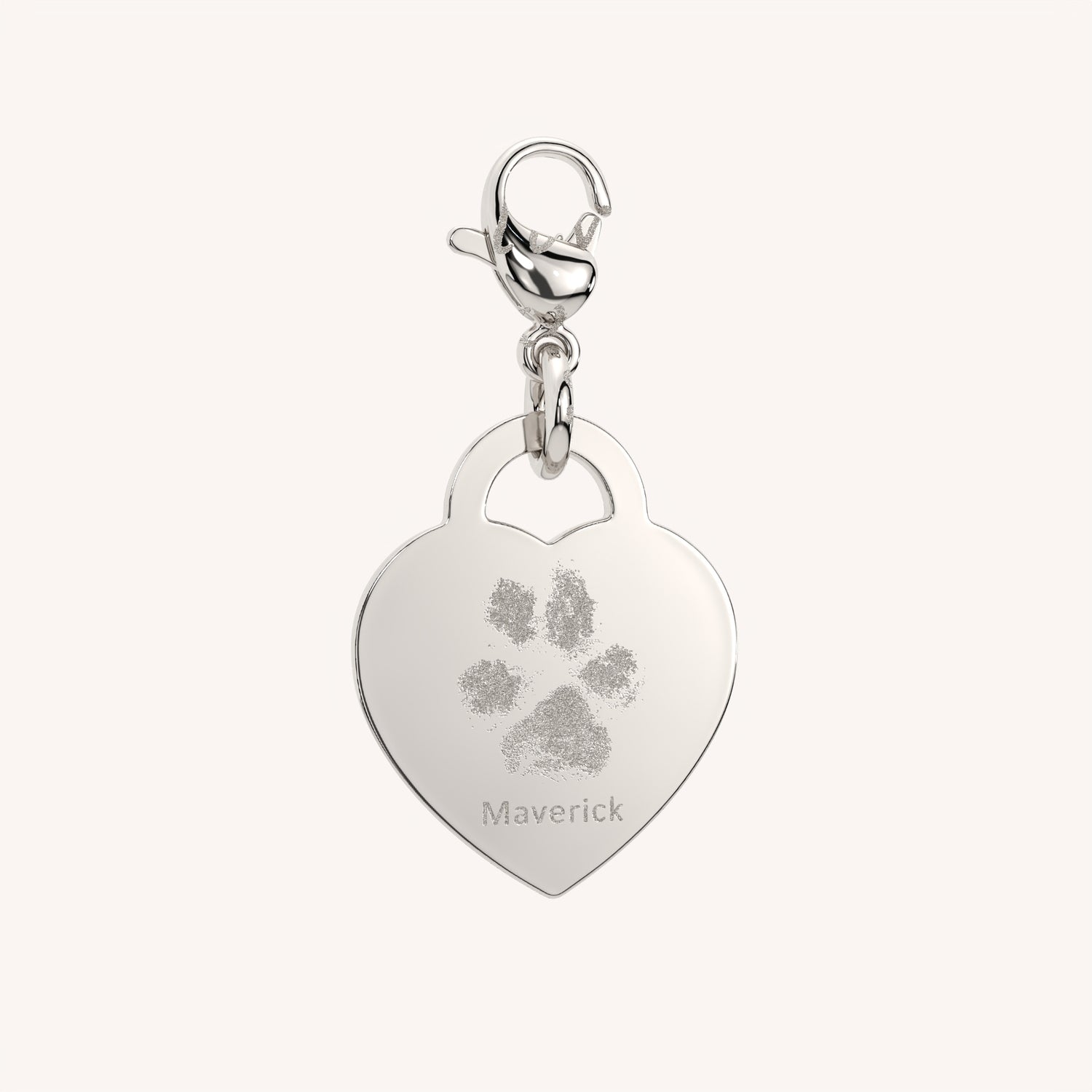 Lucy Heart Silver Paw / Nose Print Charm