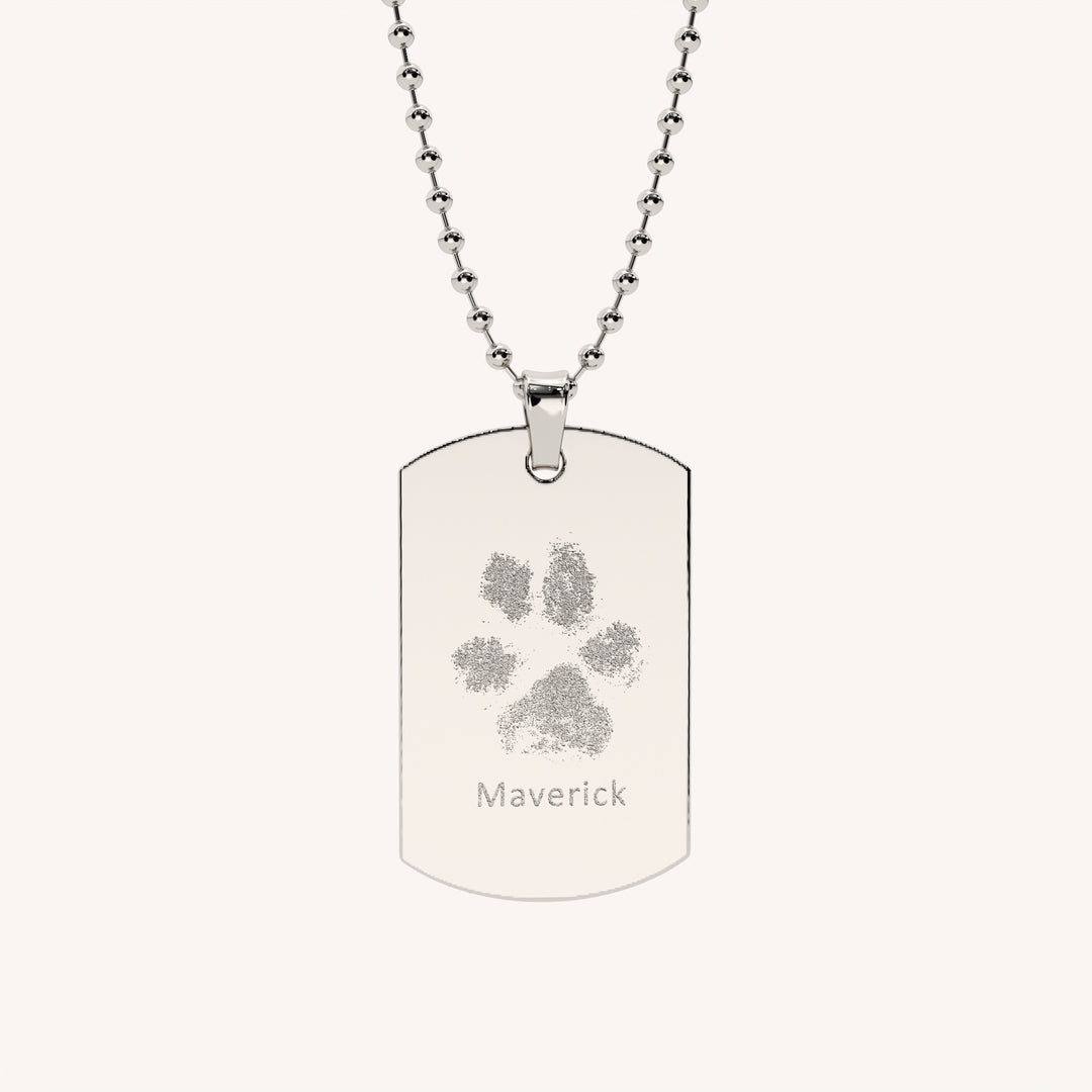 Mens Paw / Nose Print Dog Tag Necklace