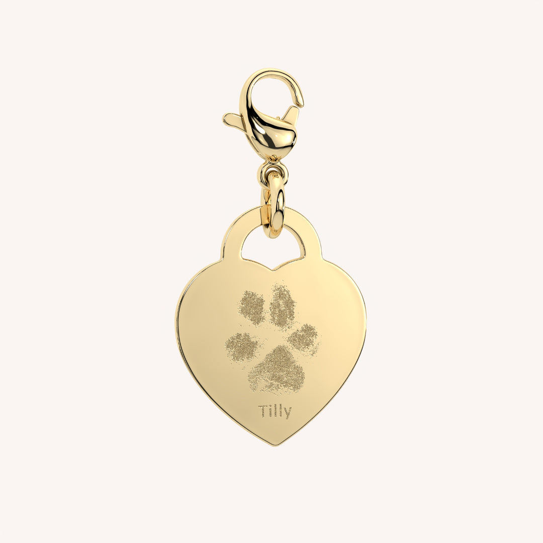 Lucy Heart Gold Paw / Nose Print Charm