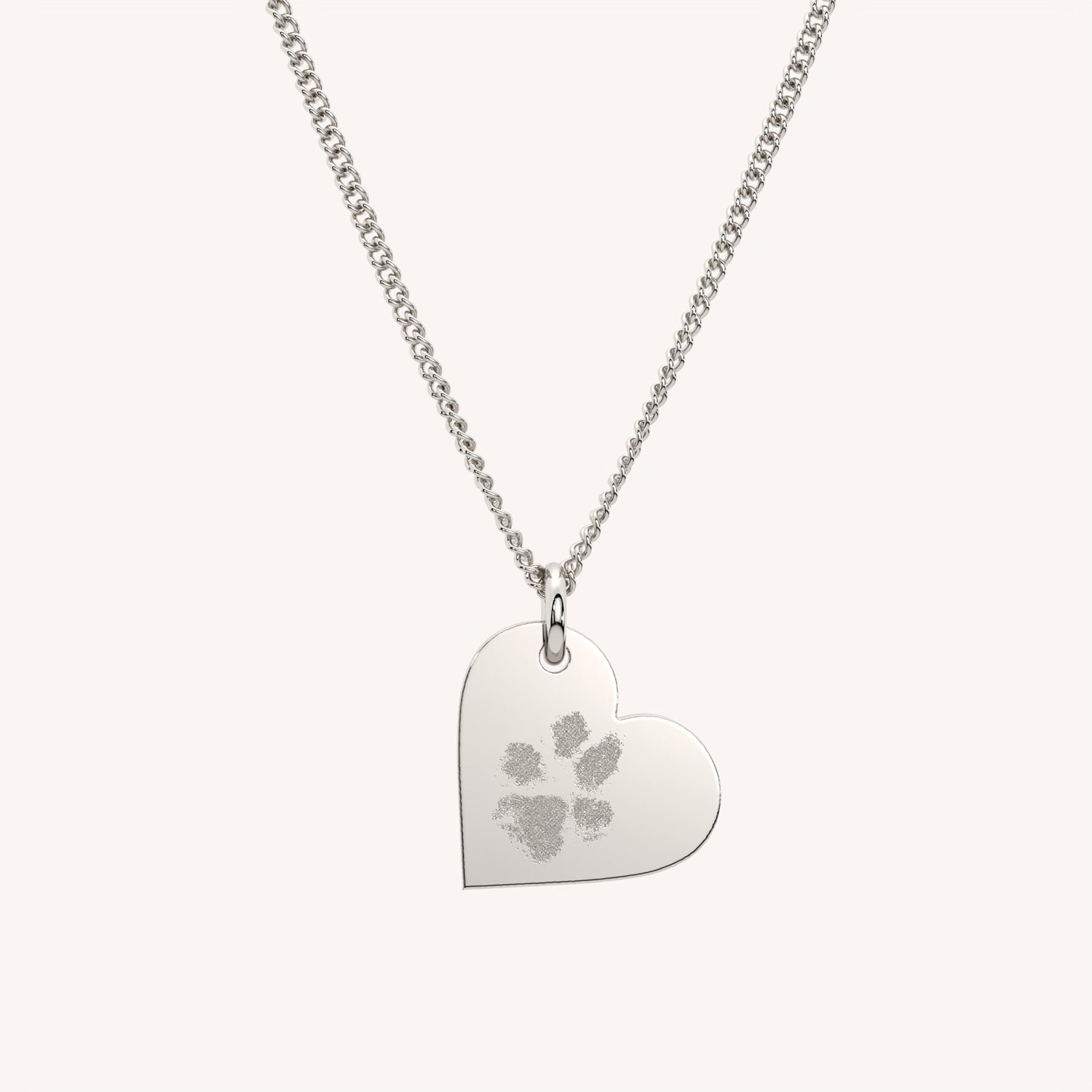 Florence Heart Silver Paw / Nose Print Necklace