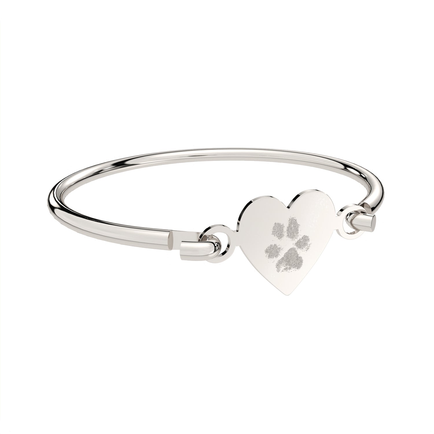 Annabelle Silver Paw Print / Nose Print Heart Bangle