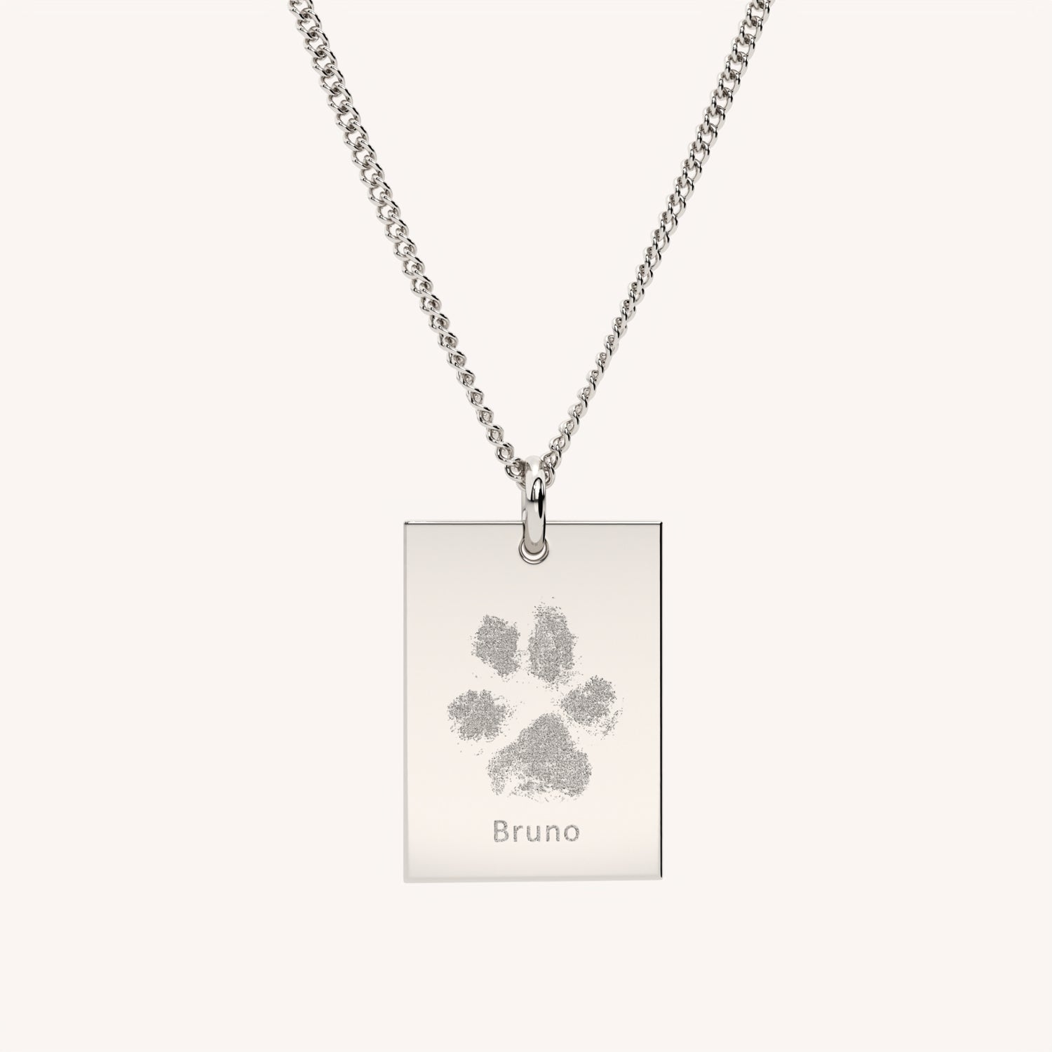 Jessica Rectangle Silver Paw / Nose Print Necklace