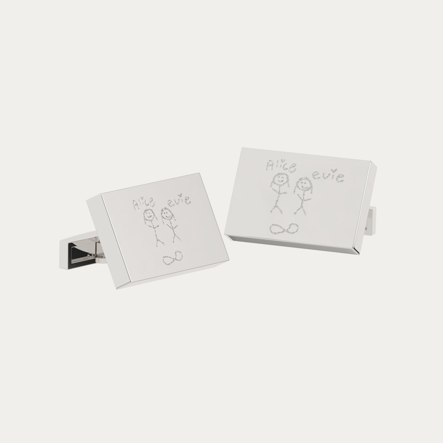 Rectangle Child's Drawing Cufflinks