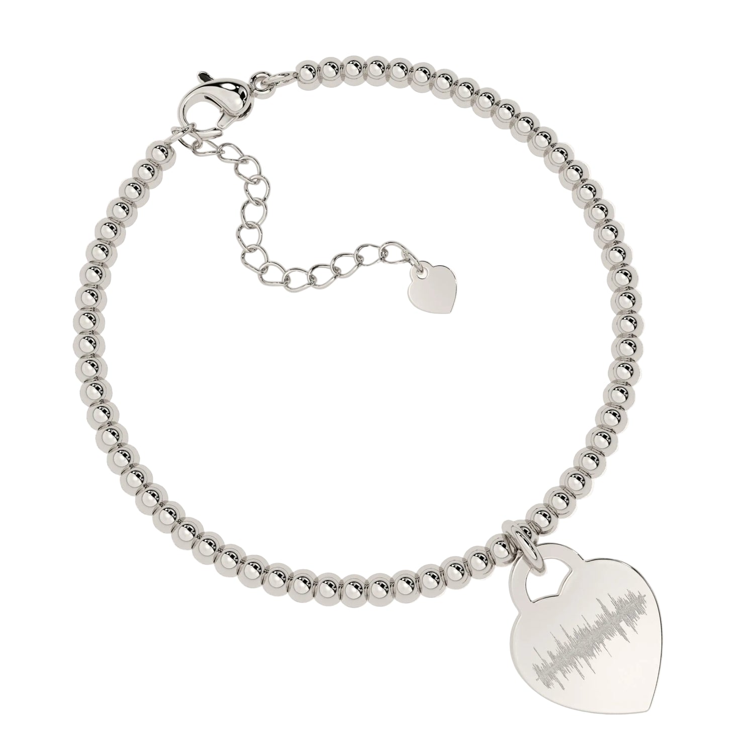 Lucy Heart Silver Soundwave Bead Bracelet