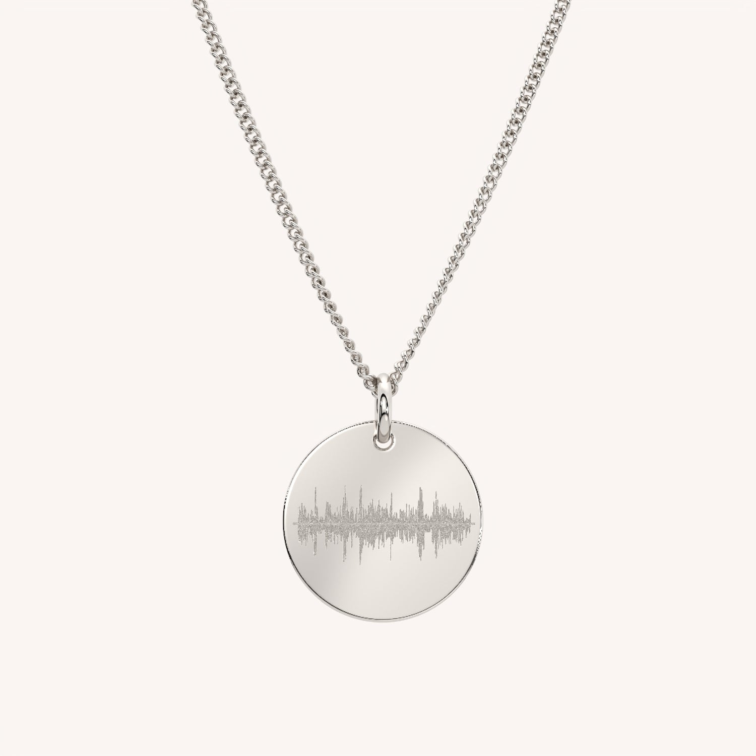 Amelia Disc Silver Soundwave Necklace