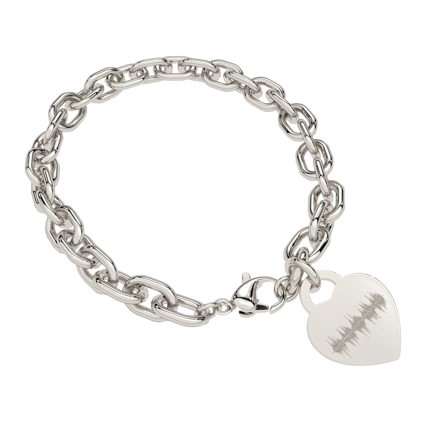 Lucy Heart Silver Soundwave Link Bracelet