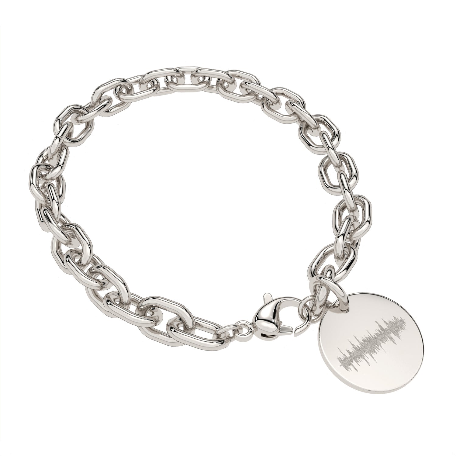 Amelia Disc Silver Soundwave Link Bracelet