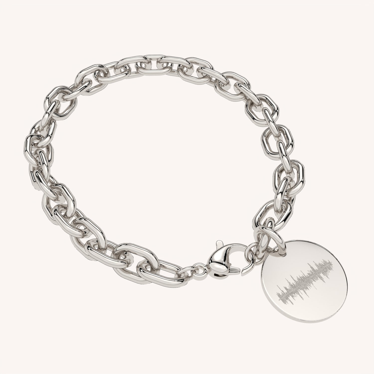 Amelia Disc Silver Soundwave Link Bracelet
