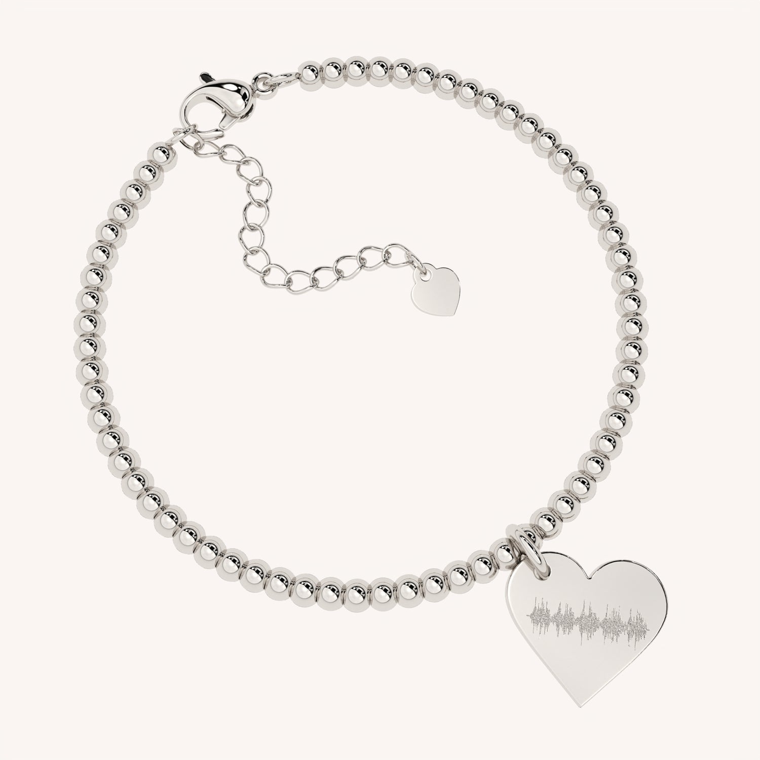 Florence Heart Silver Soundwave Bead Bracelet