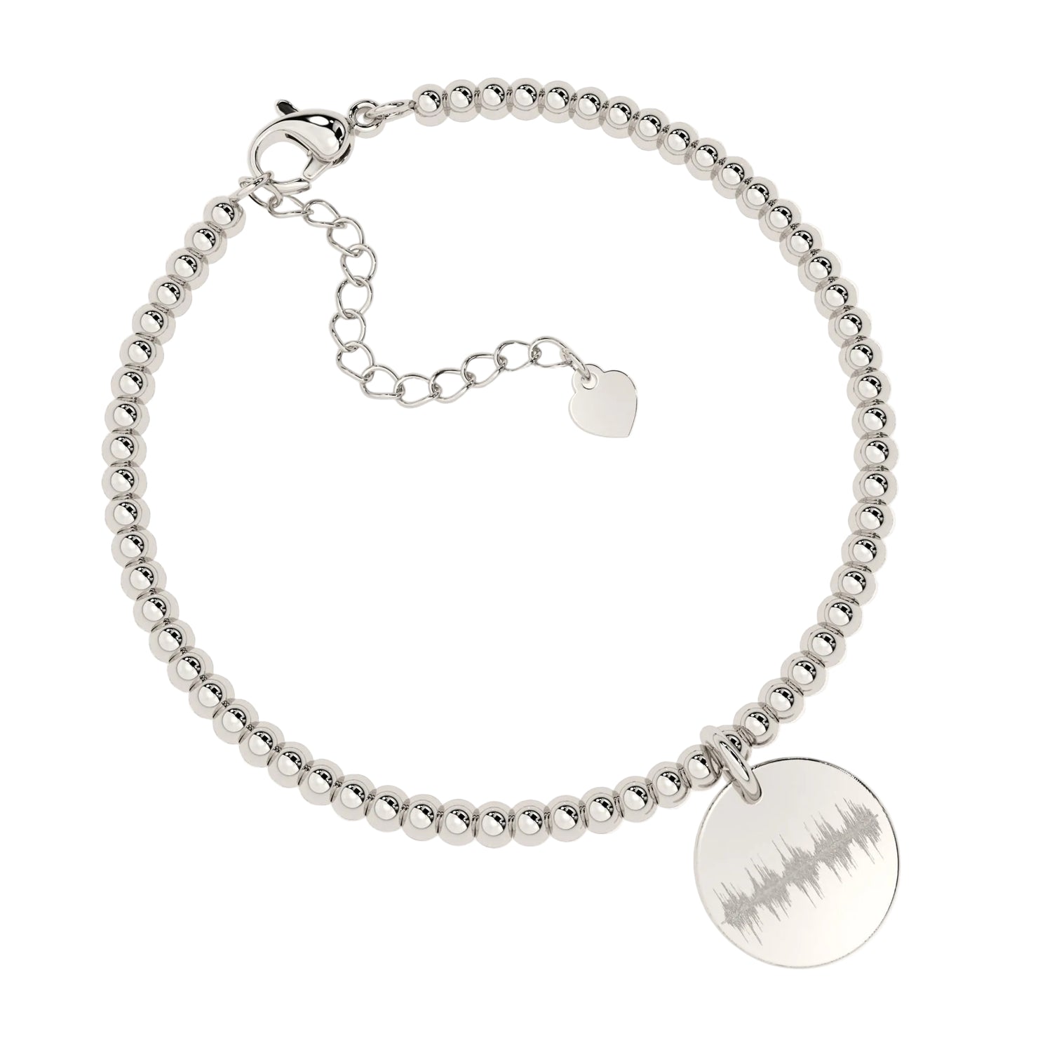 Amelia Disc Silver Soundwave Bead Bracelet