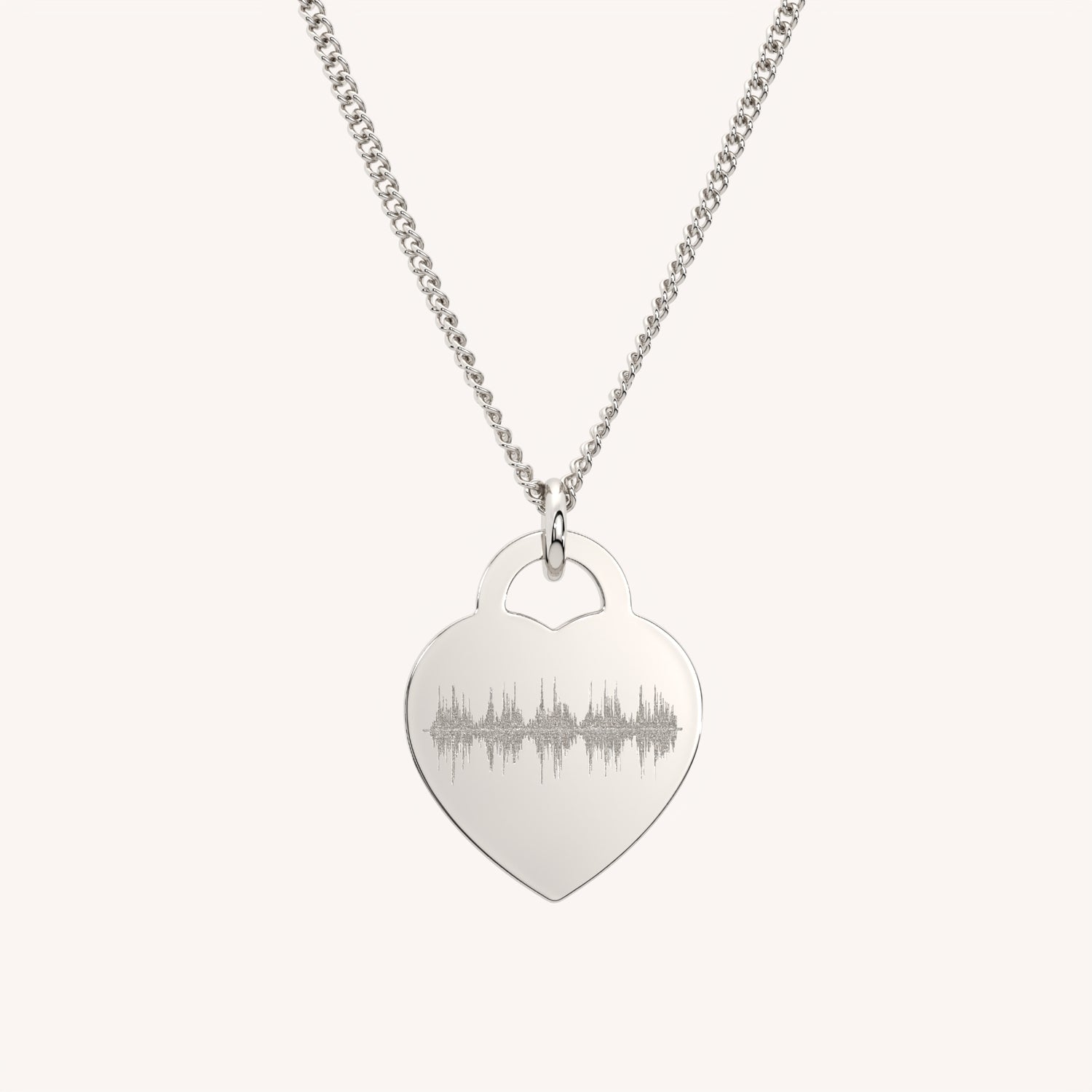 Lucy Heart Silver Soundwave Necklace