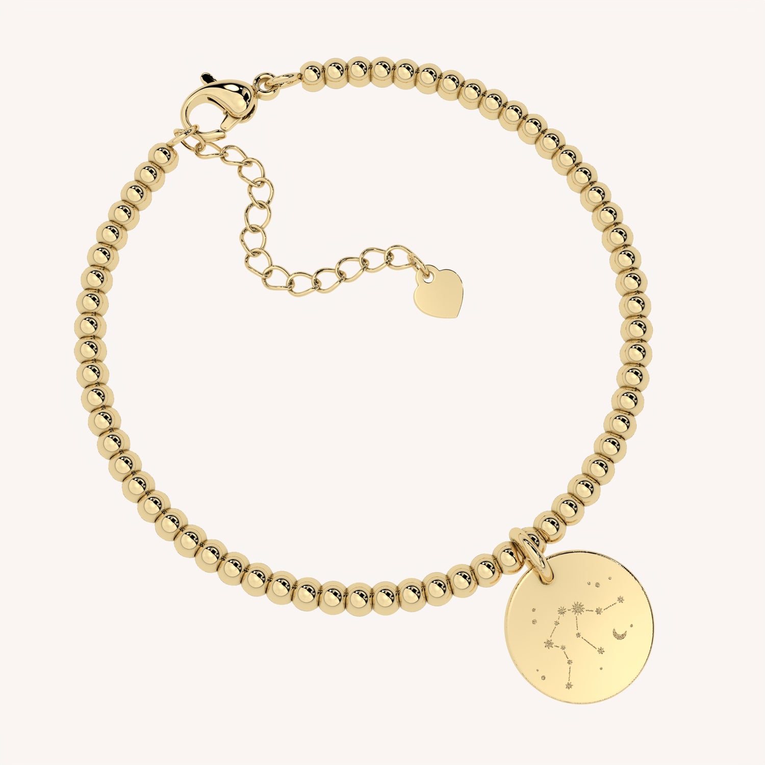Amelia Disc Gold Zodiac Constellation Bead Bracelet