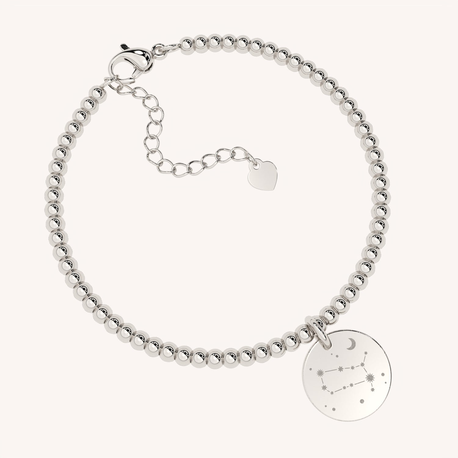 Amelia Disc Silver Zodiac Constellation Bead Bracelet