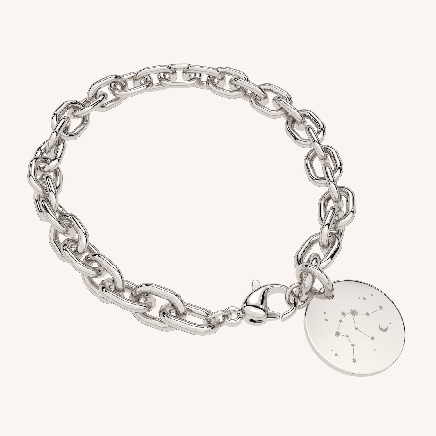 Amelia Disc Silver Zodiac Constellation Link Bracelet