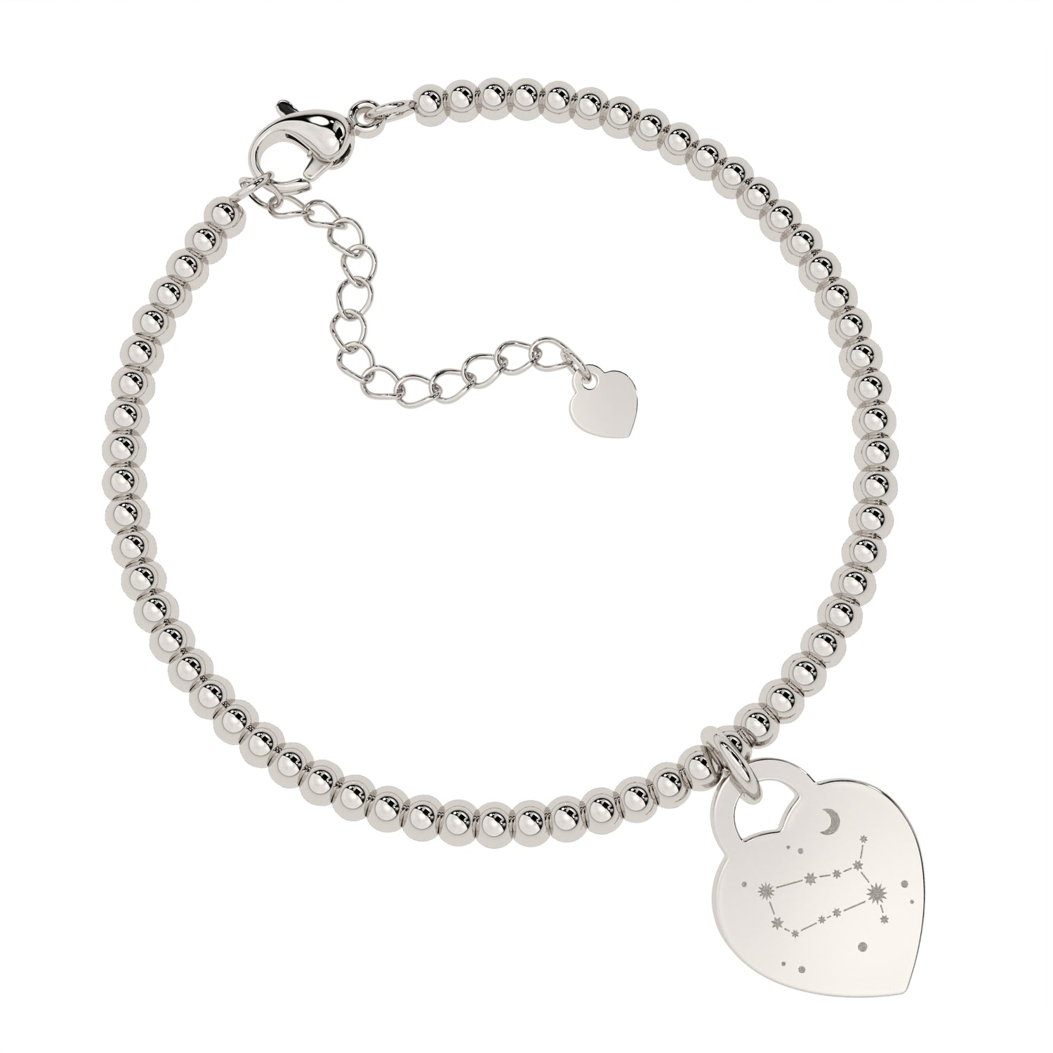 Lucy Heart Silver Zodiac Constellation Bead Bracelet