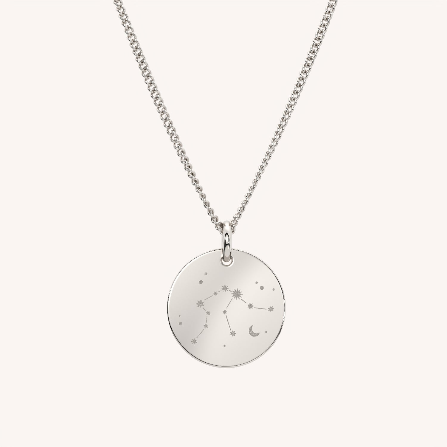 Amelia Disc Silver Zodiac Constellation Necklace