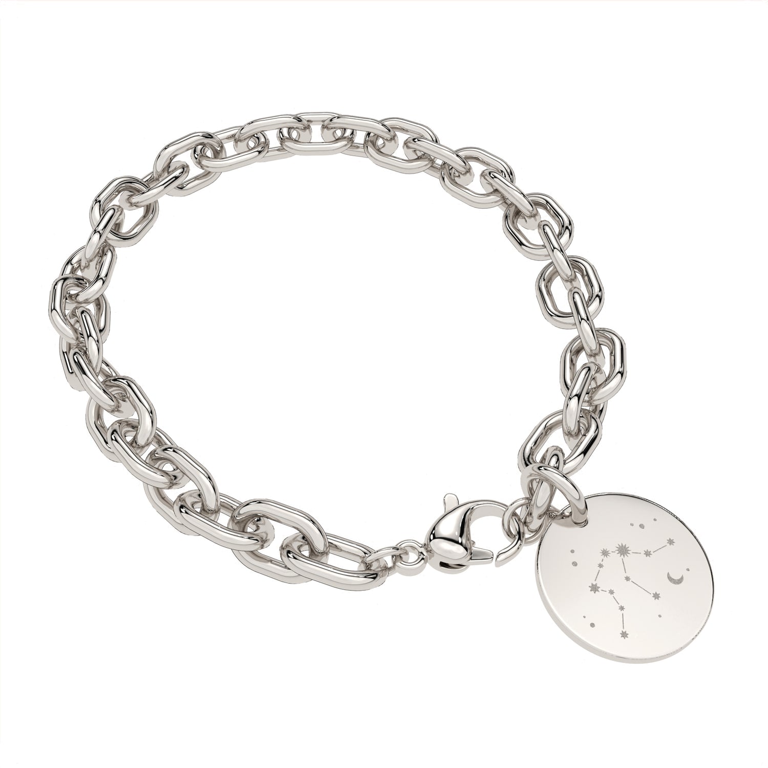 Amelia Disc Silver Zodiac Constellation Link Bracelet