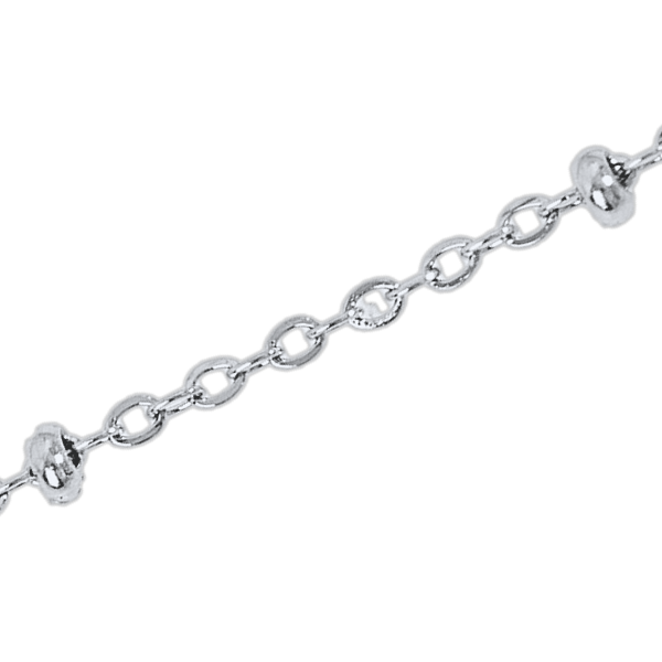 Bobble chain in silver, close up of the fine cable and beads