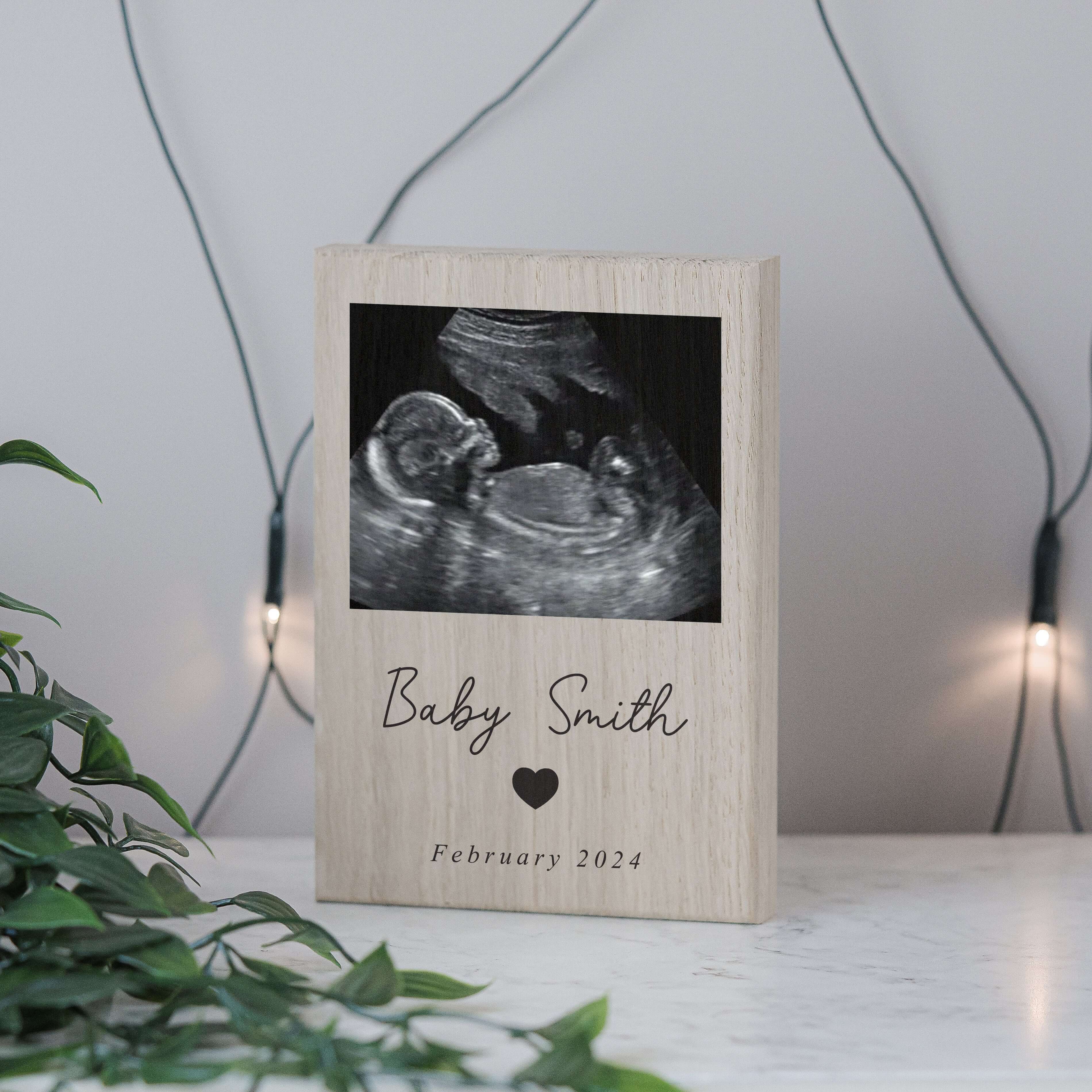 Baby Scan Oak Photo Block - A6 | Expecting Parent Gift | Ultrasound ...