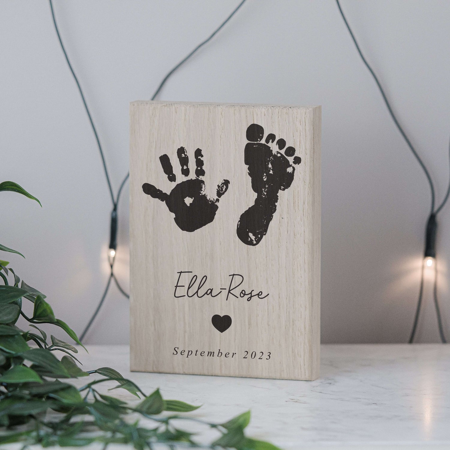 Handprint / Footprint Oak Photo Block - A6 | Childrens Prints | Father's Day Gift | Wood Block